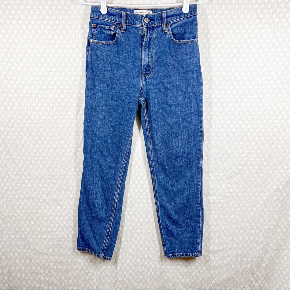 Abercrombie & Fitch Dark Wash The Mom High Rise Jeans
